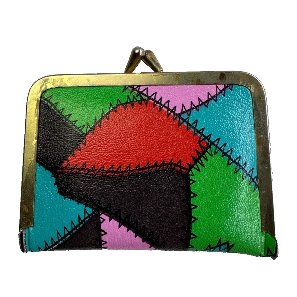 Vintage Mini Sewing Kit Patchwork Kiss Lock Case Gold Tone Travel 2.5x3.5 Iconic